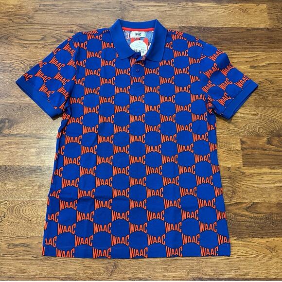 WAAC Men's Logo Print Golf Polo Blue/Red Size 1 NWT Performance Golf Apparel - Picture 1 of 9
